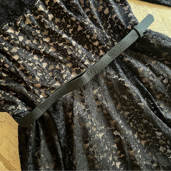 City Chic Womens Plus Size 20 Black Lace Lover Hi Low Midi Belt Dress NWT A-Line - Picture 7 of 12